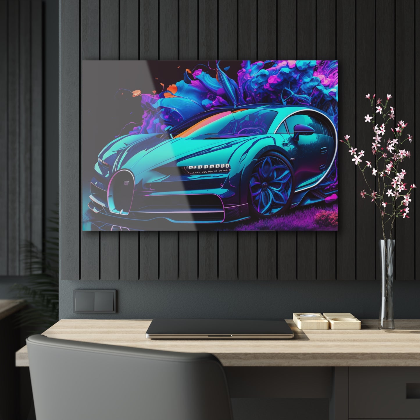 Acrylic Prints Bugatti Neon Chiron 3