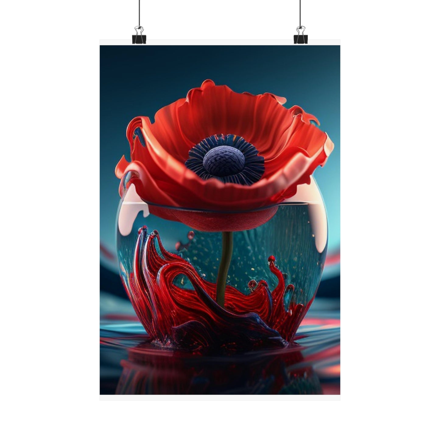 Premium Matte Vertical Posters Red Anemone in a Vase 2