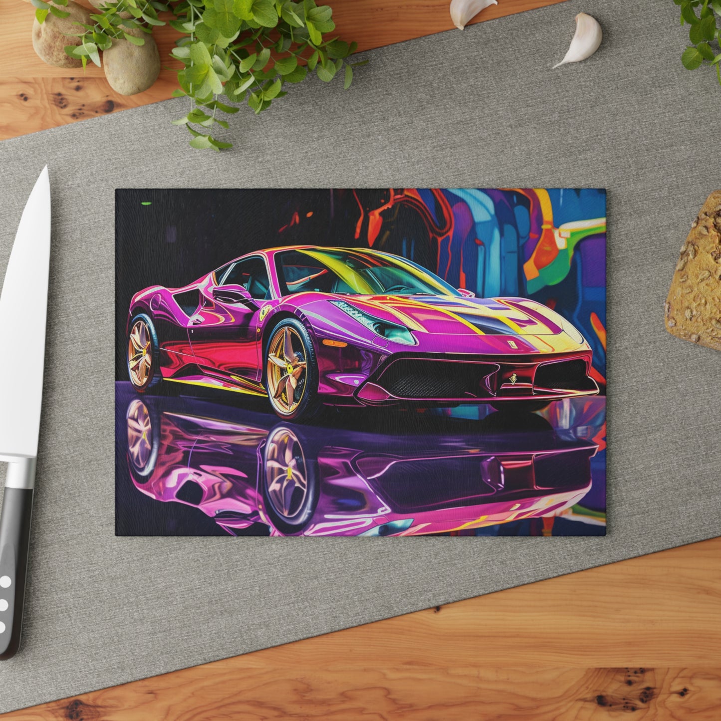 Glass Cutting Board Pink Macro Ferrari 2