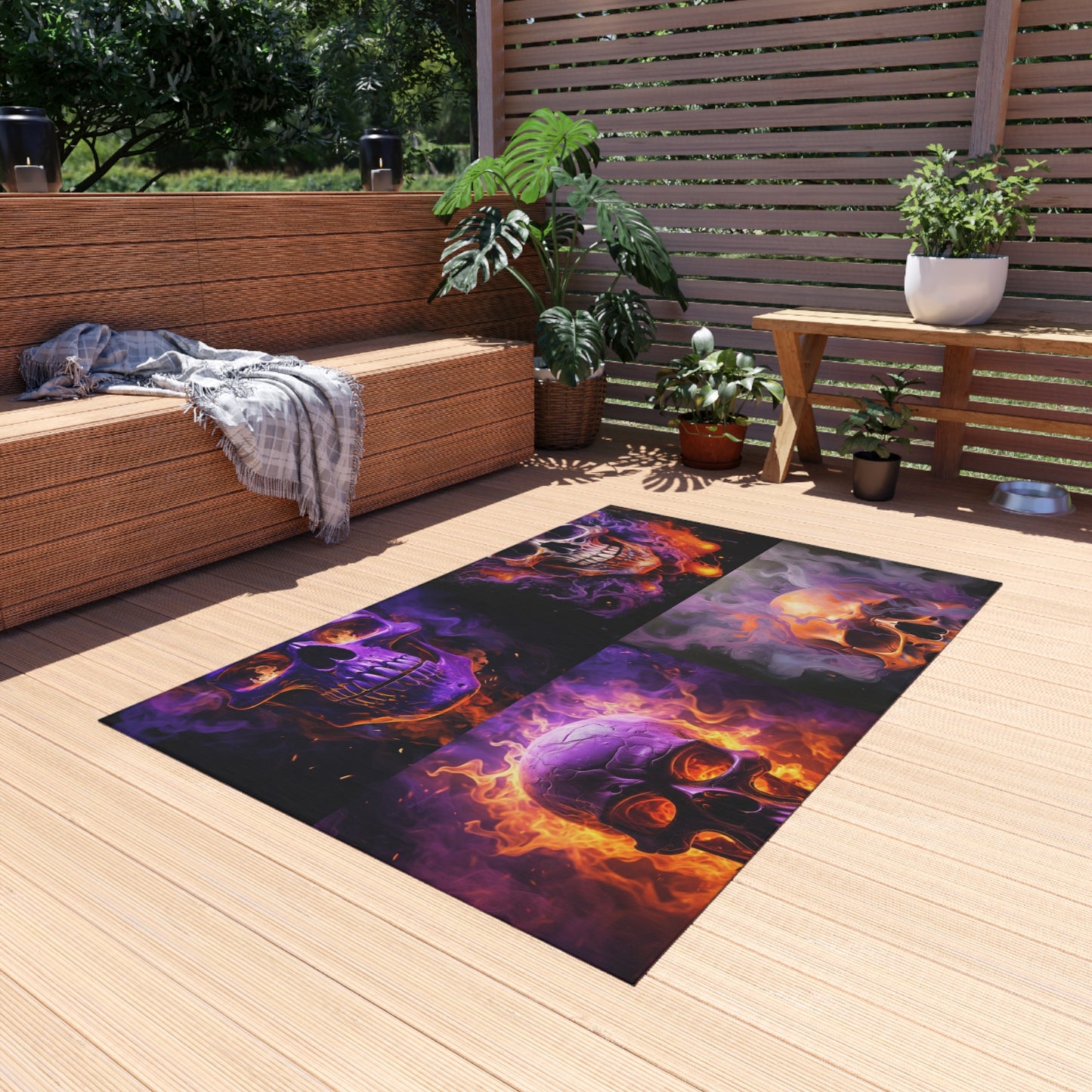 Outdoor Rug  Skull Flames 5