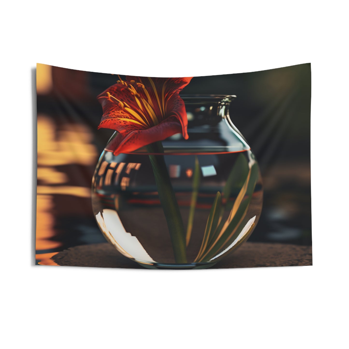 Indoor Wall Tapestries Red Lily in a Glass vase 2