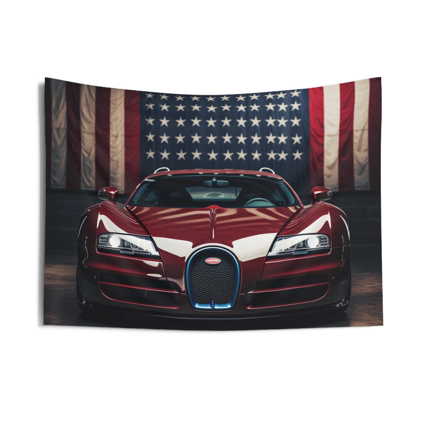 Indoor Wall Tapestries American Flag Background Bugatti 1