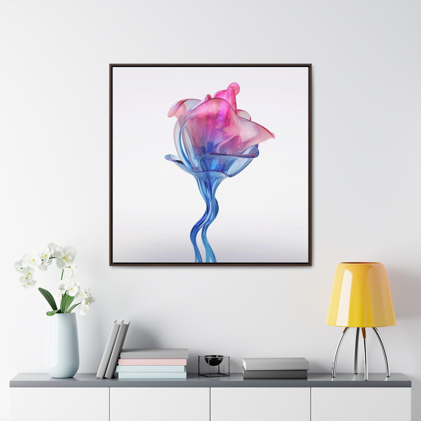 Gallery Canvas Wraps, Square Frame Pink & Blue Tulip Rose 4