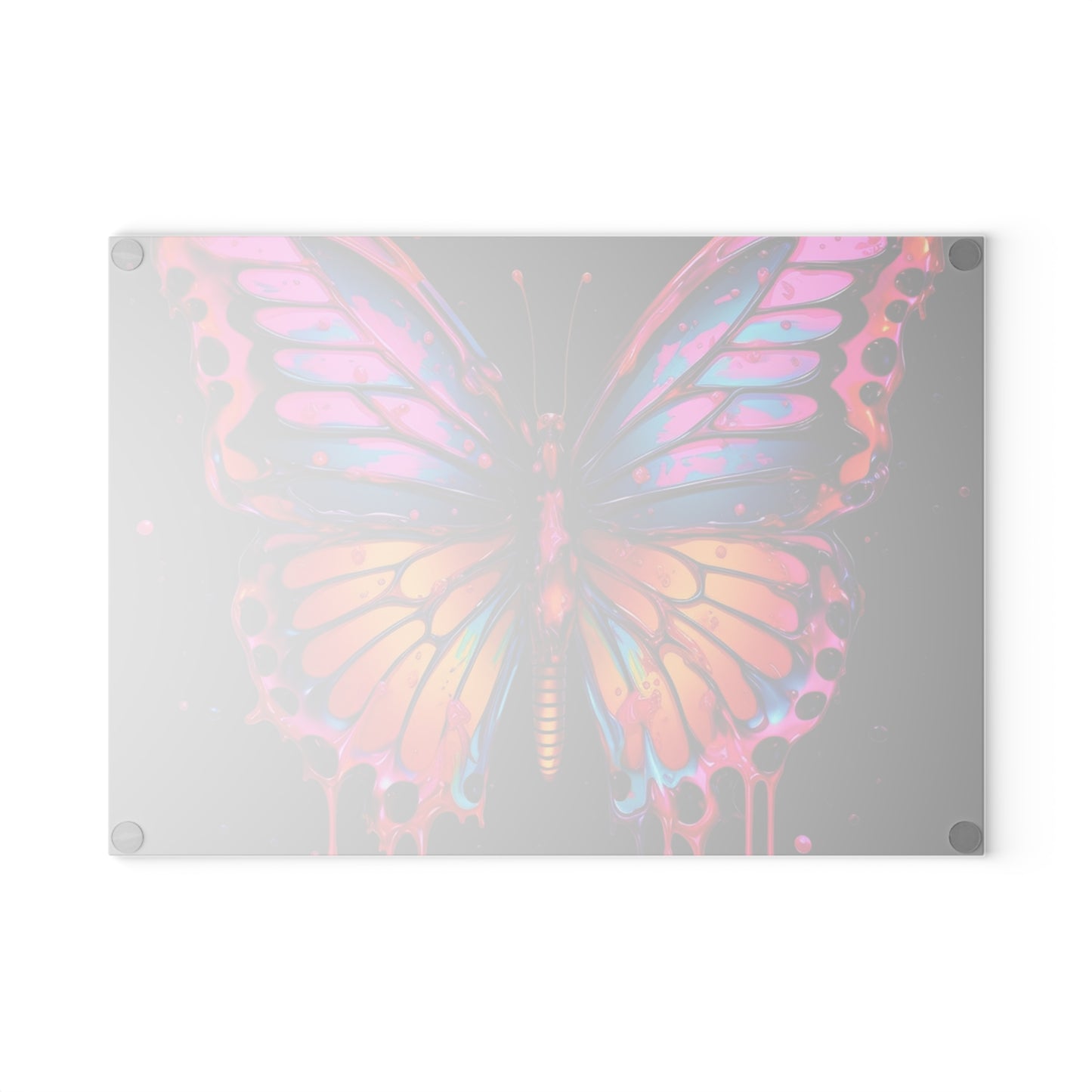 Glass Cutting Board Pink Butterfly Flair 1