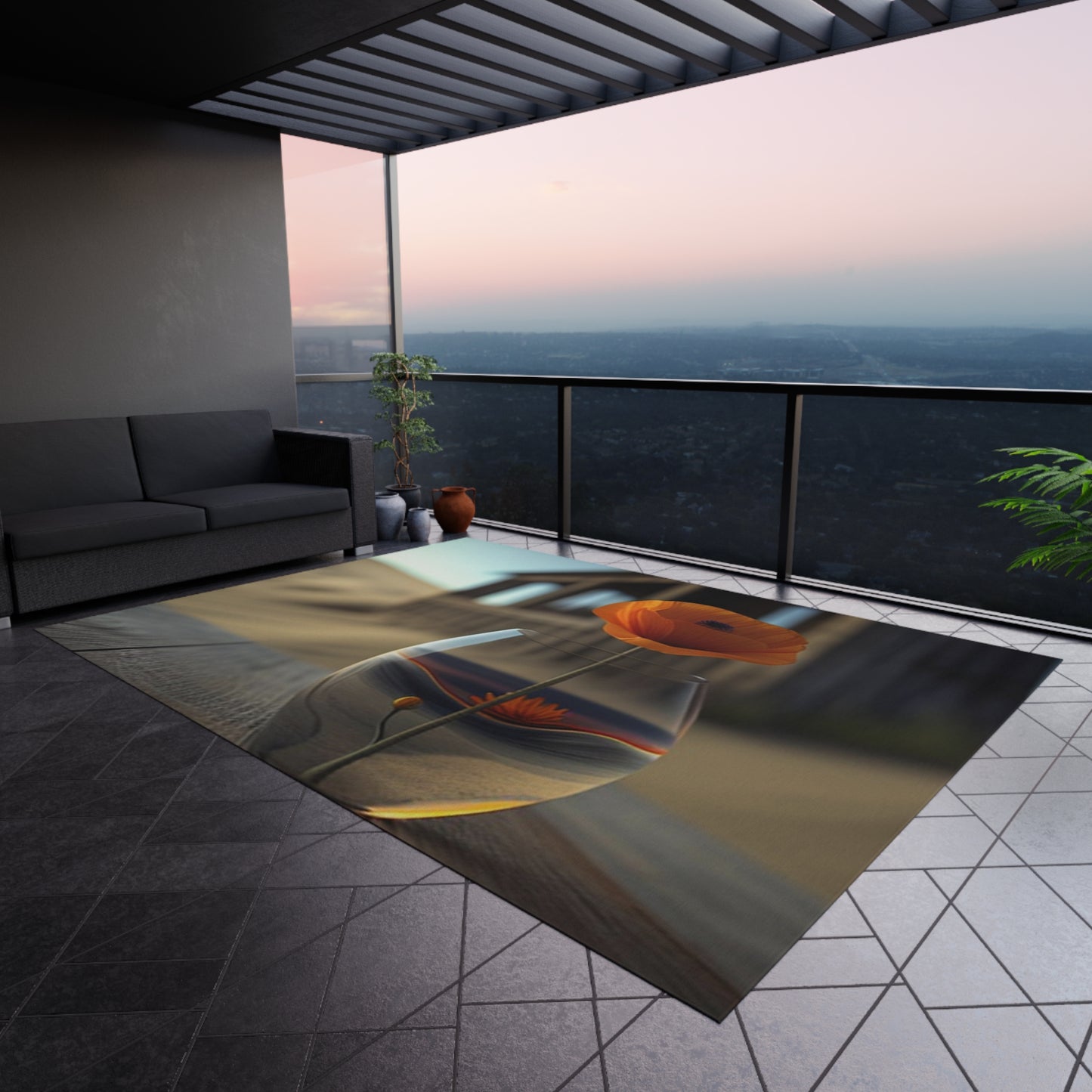 Outdoor Rug  Poppy in a Glass Vase 4