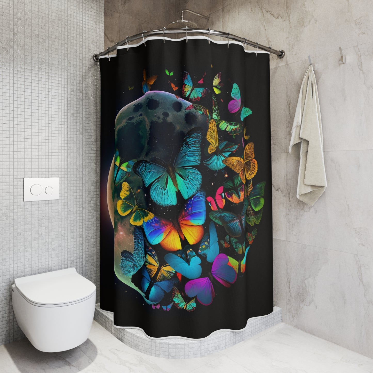 Polyester Shower Curtain Moon Butterfly 2
