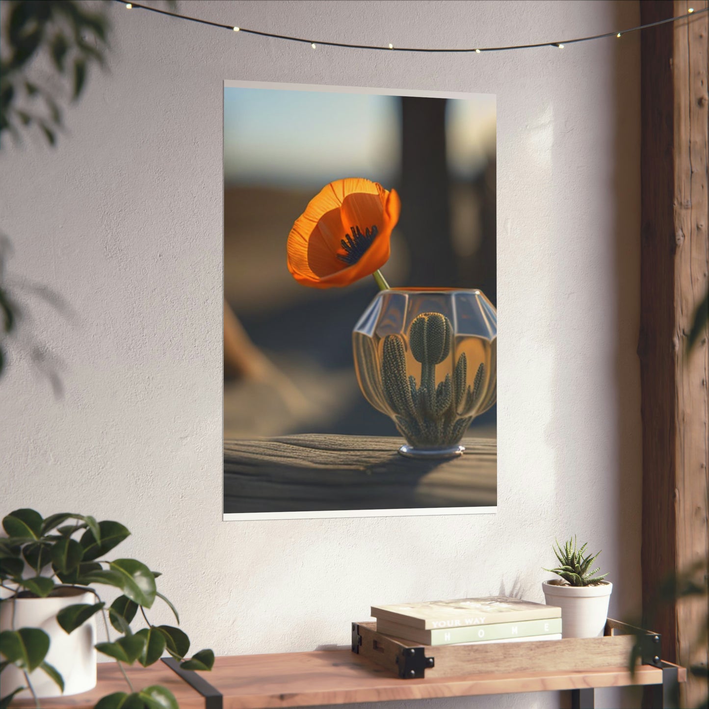 Premium Matte Vertical Posters Orange Poppy in a Vase 2