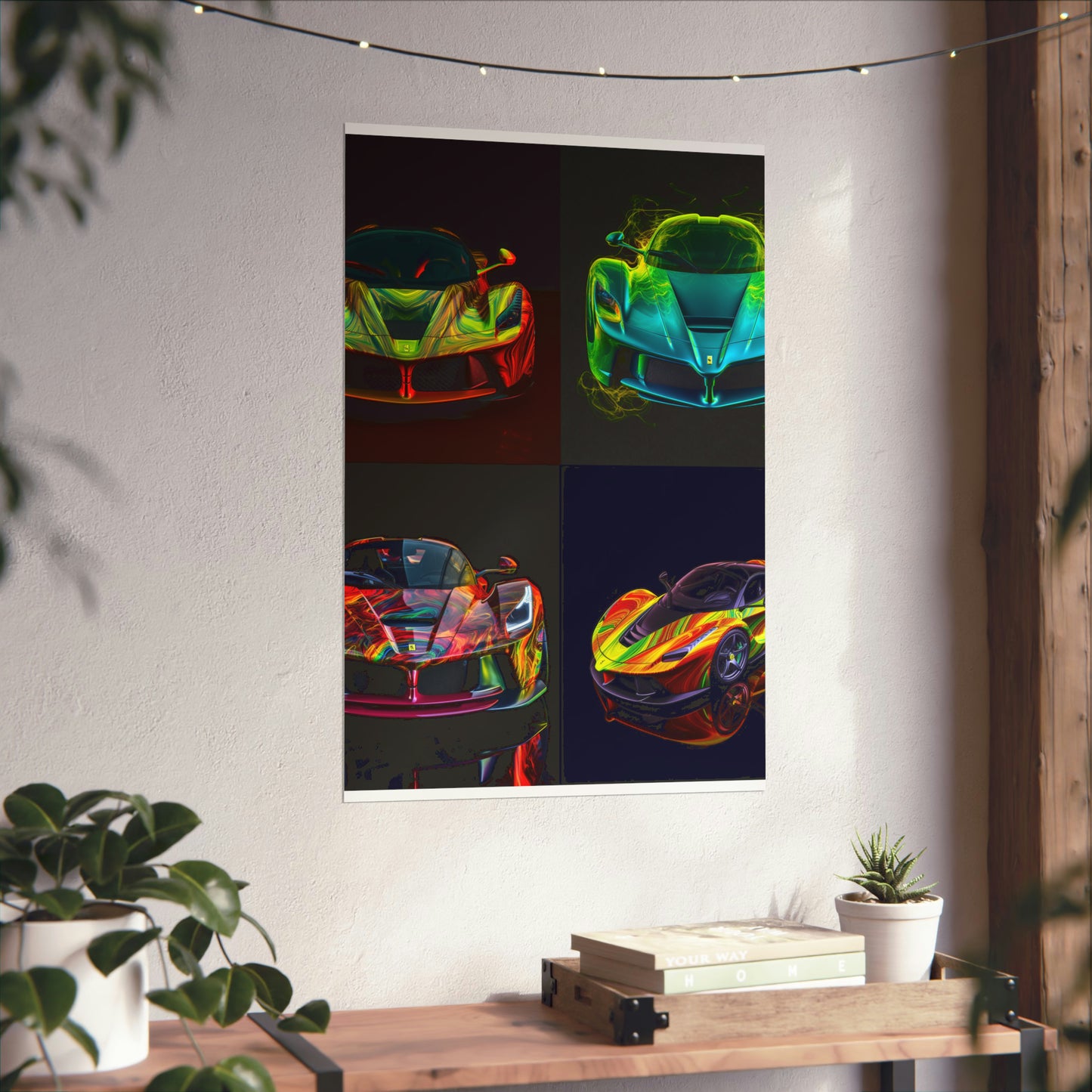 Premium Matte Vertical Posters Ferrari Neon 5