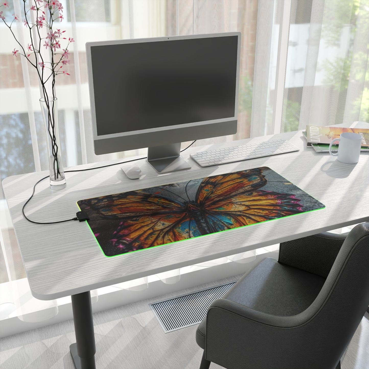 LED Gaming Mouse Pad Liquid Street Butterfly 1