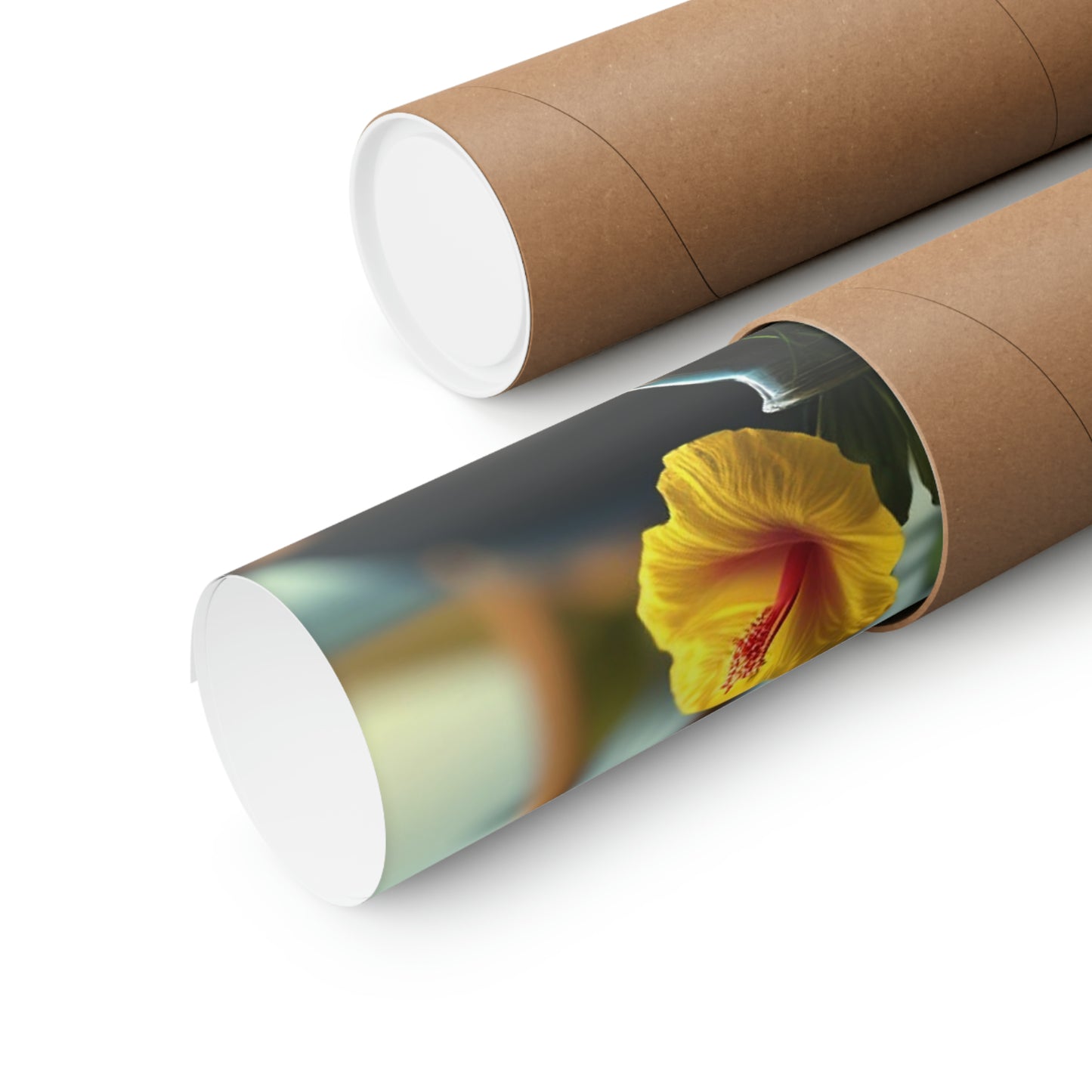 Premium Matte Vertical Posters Yellow Hibiscus Wood 2