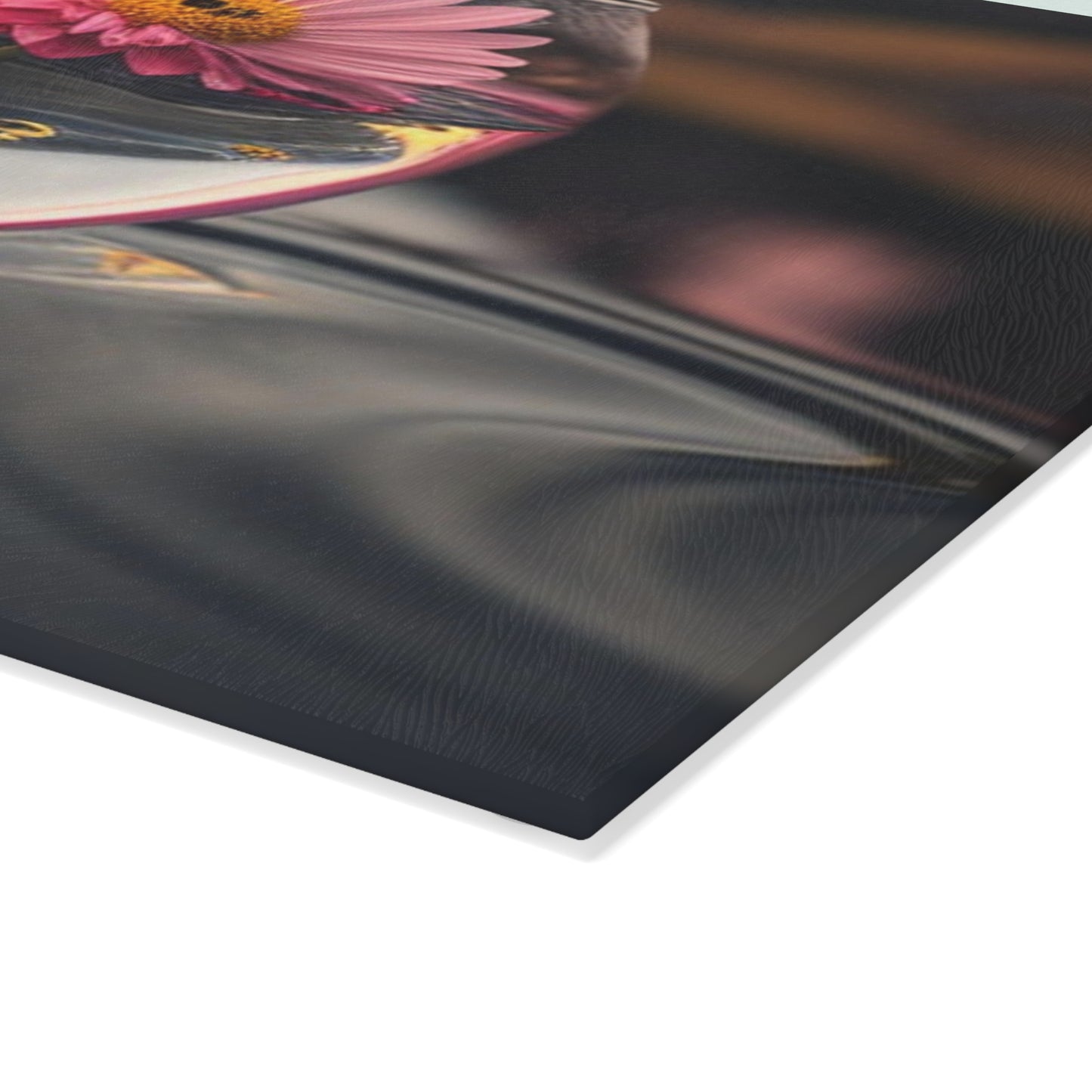 Glass Cutting Board Pink Daisy 1