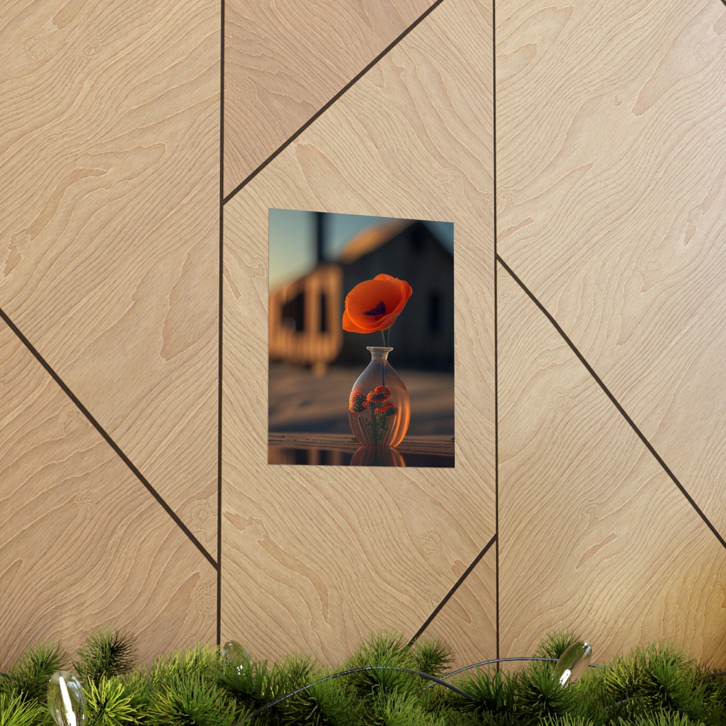 Premium Matte Vertical Posters Orange Poppy in a Vase 3