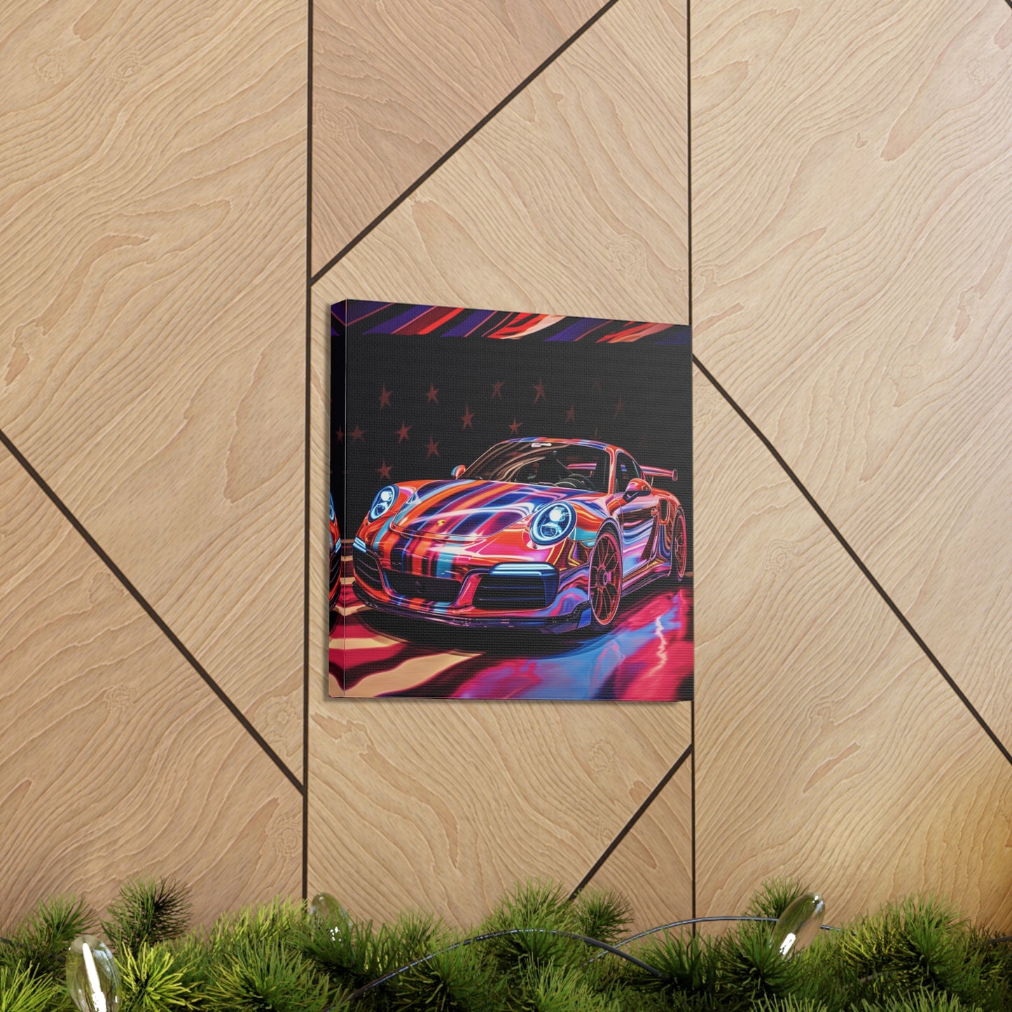 Canvas Gallery Wraps American Flag Colored Porsche 4