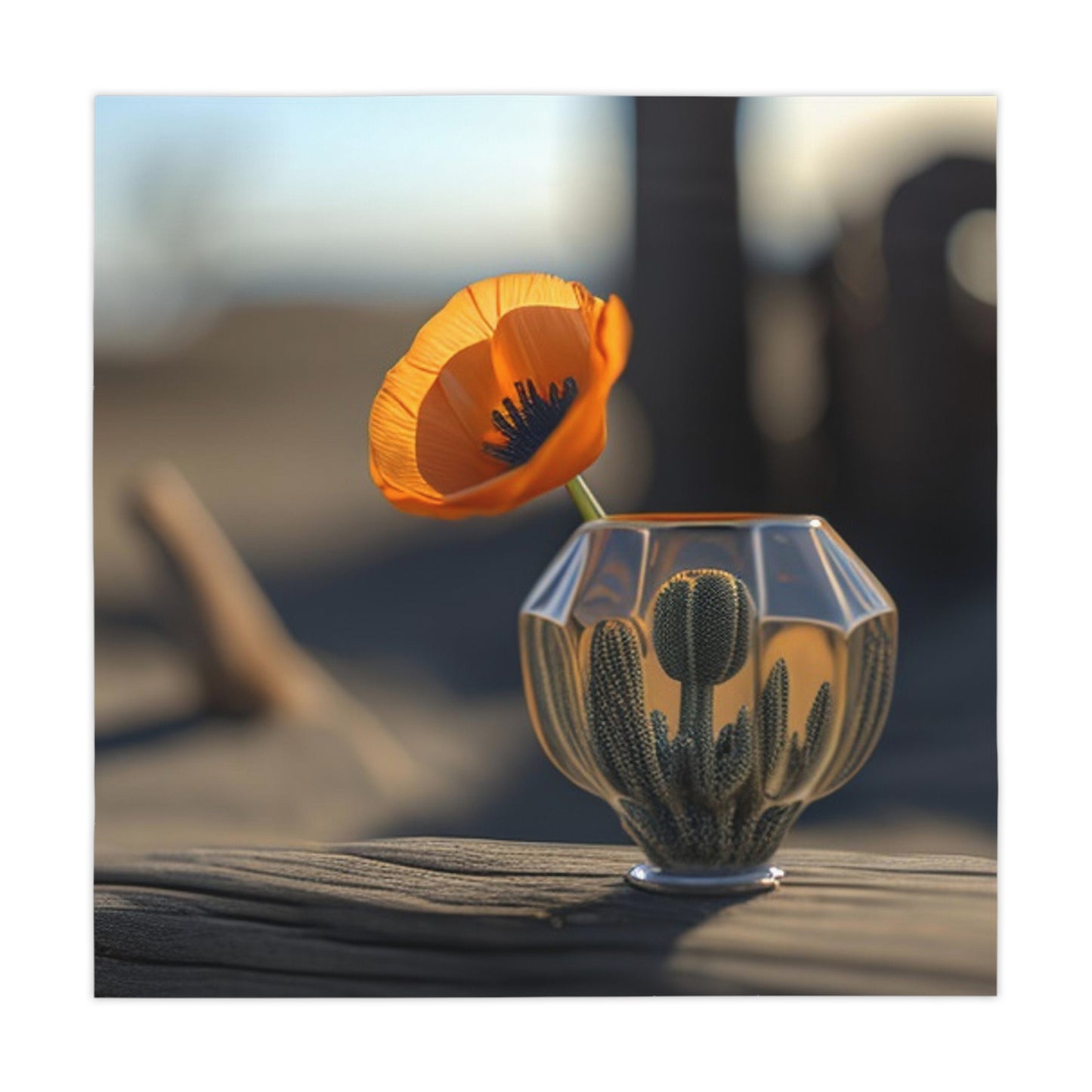 Tablecloth Orange Poppy in a Vase 2