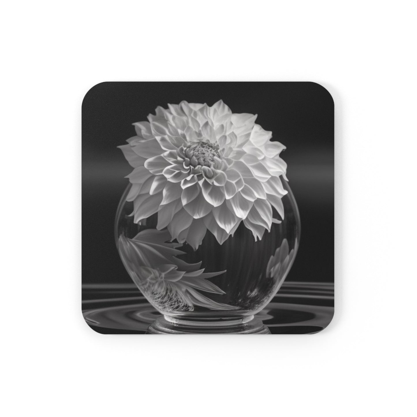 Corkwood Coaster Set White Dahlia 1