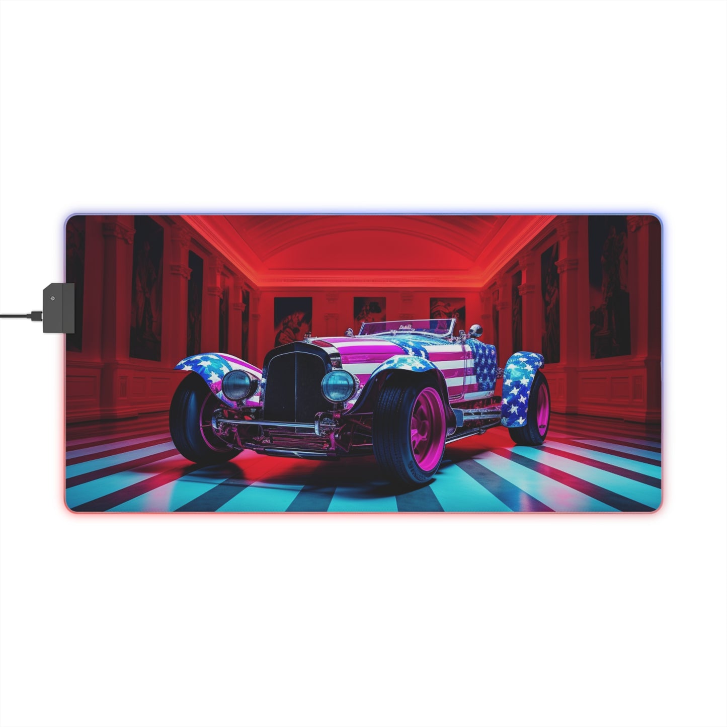 LED Gaming Mouse Pad Macro Bugatti American Flag 3