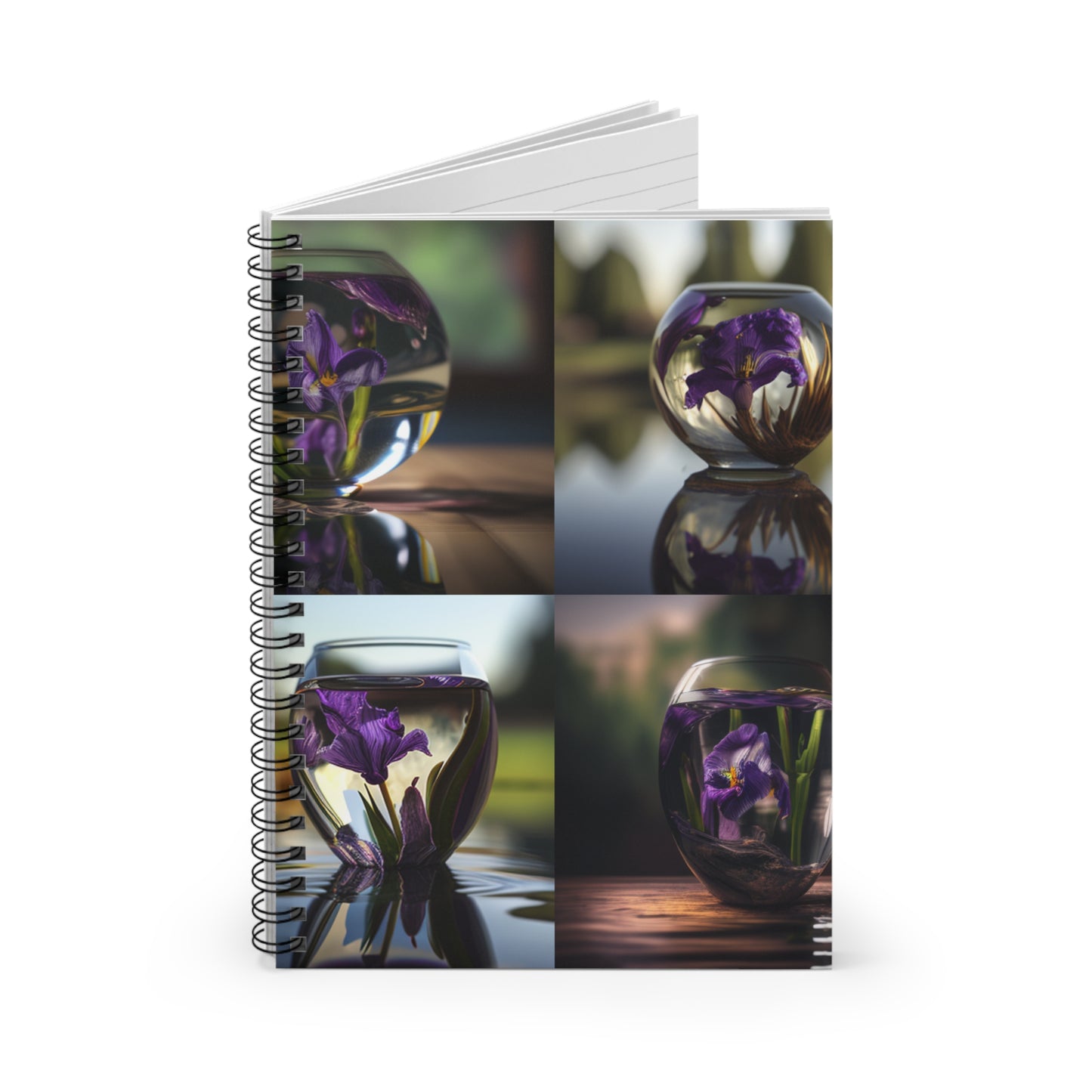 Spiral Notebook - Ruled Line Purple Iris in a vase 5