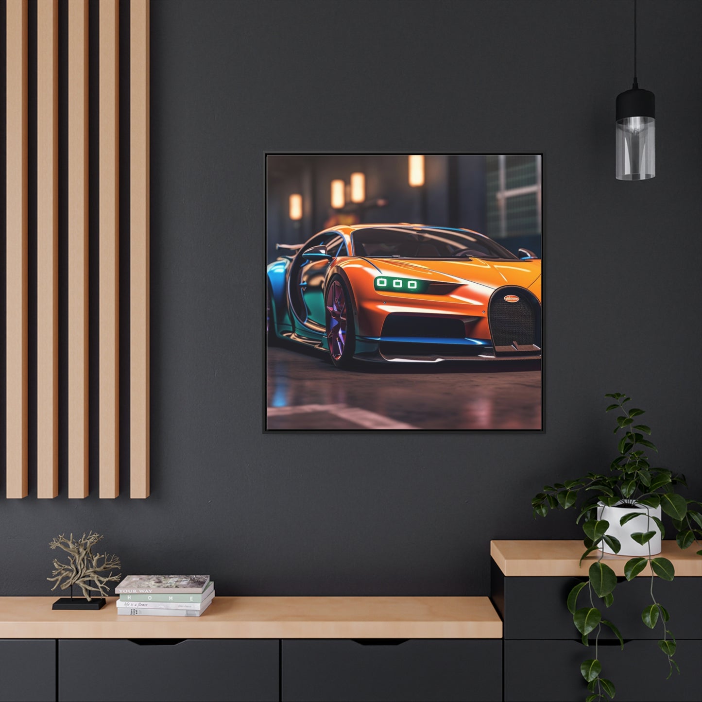 Gallery Canvas Wraps, Square Frame Hyper Bugatti Neon Chiron 1