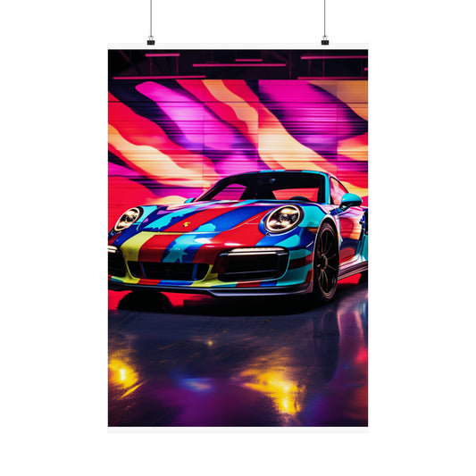 Premium Matte Vertical Posters Macro American Flag Porsche 1