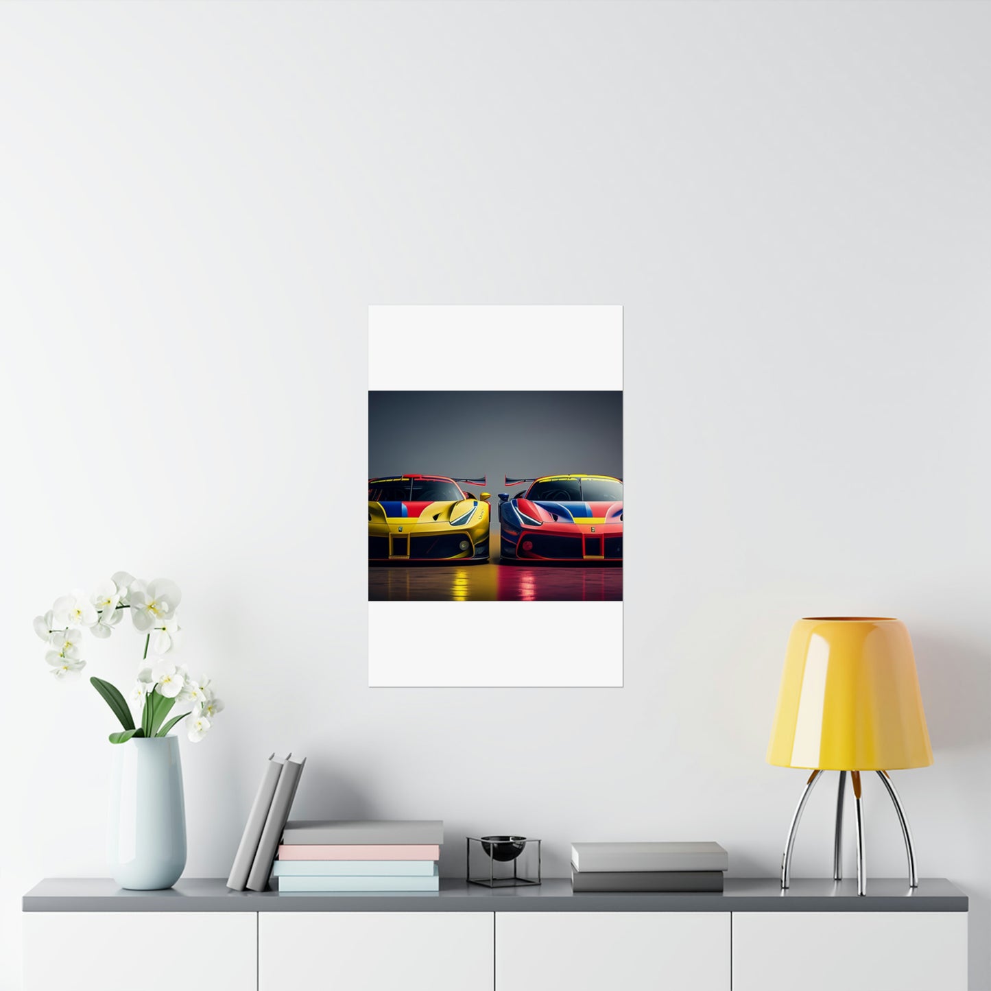 Premium Matte Vertical Posters Ferrari Red Blue 1