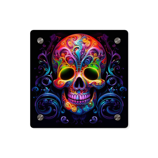 Acrylic Wall Art Panels Macro Skull Color 2