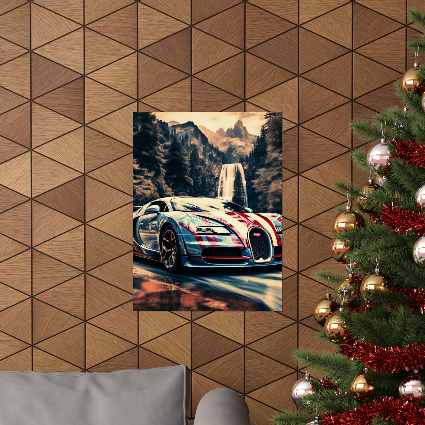 Premium Matte Vertical Posters Bugatti Waterfall 1