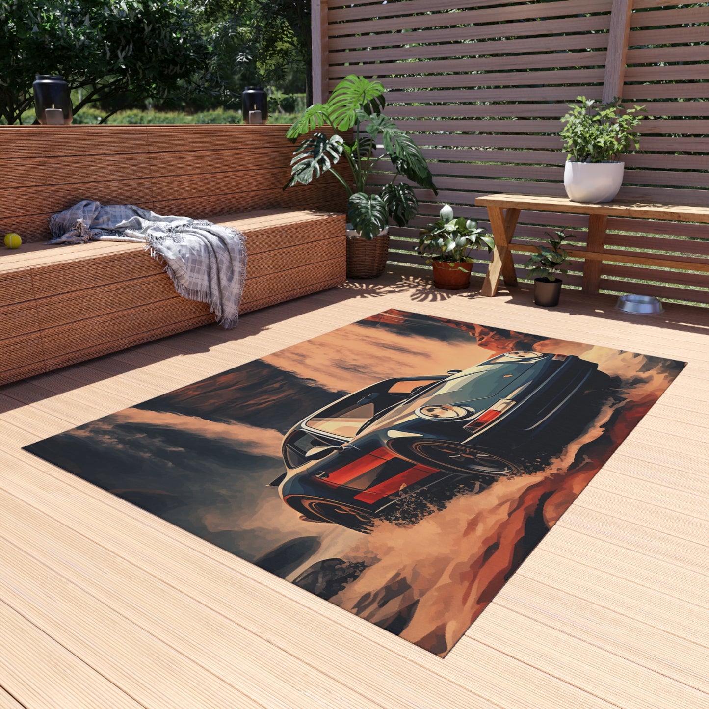 Outdoor Rug  American Flag Porsche Abstract 3