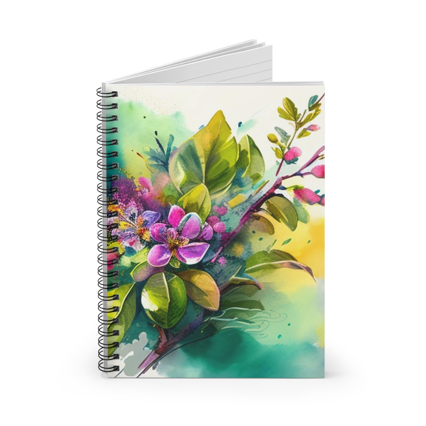 Spiral Notebook - Ruled Line Mother Nature Bright Spring Colors Realistic Watercolor 1