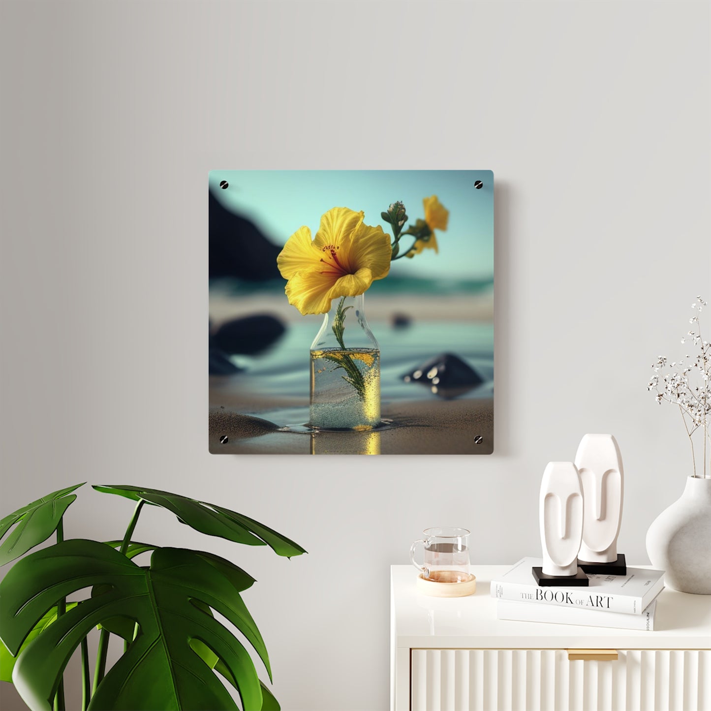 Acrylic Wall Art Panels Yellow Hibiscus glass 3