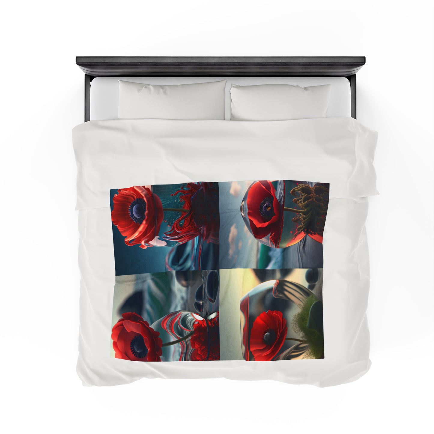 Velveteen Plush Blanket Red Anemone in a Vase 5