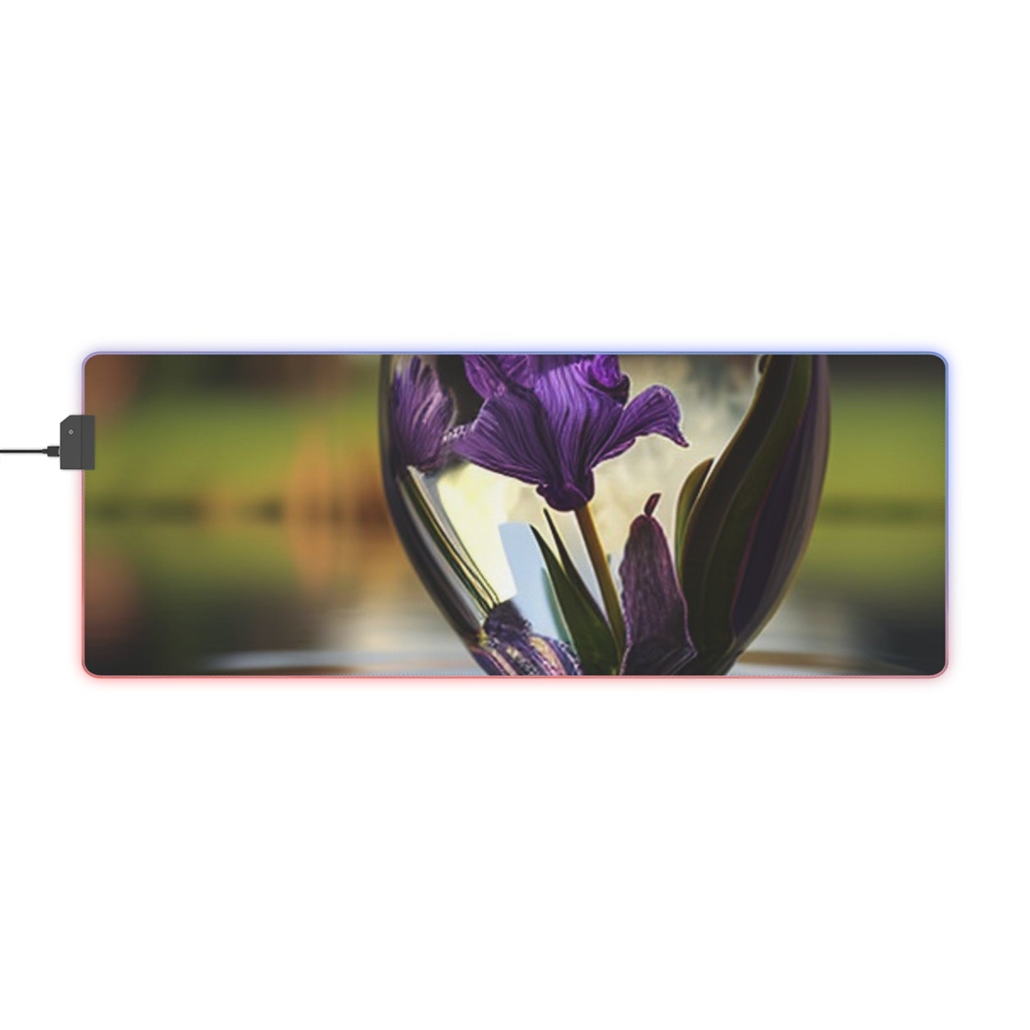 LED Gaming Mouse Pad Purple Iris in a vase 3