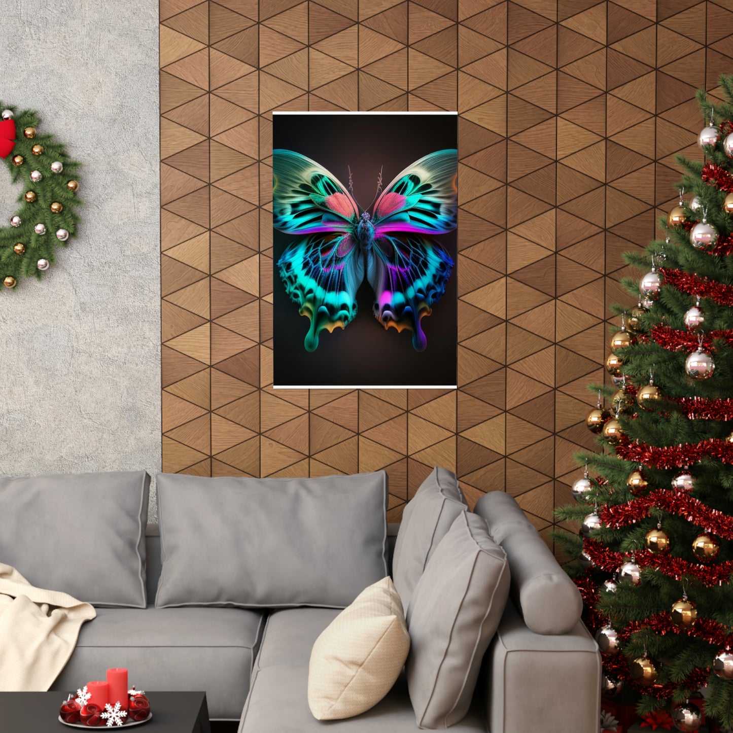 Premium Matte Vertical Posters Neon Butterfly Fusion 1