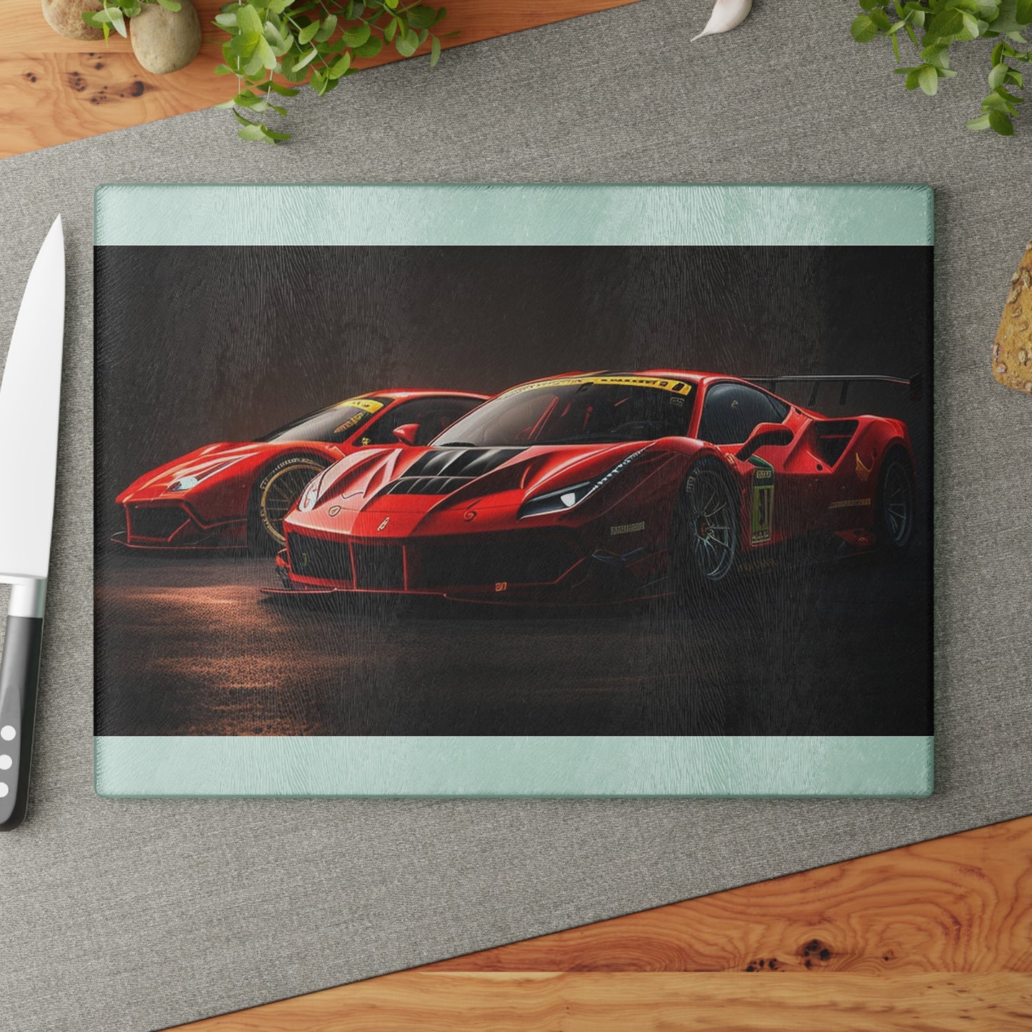 Glass Cutting Board Ferrari Red 4