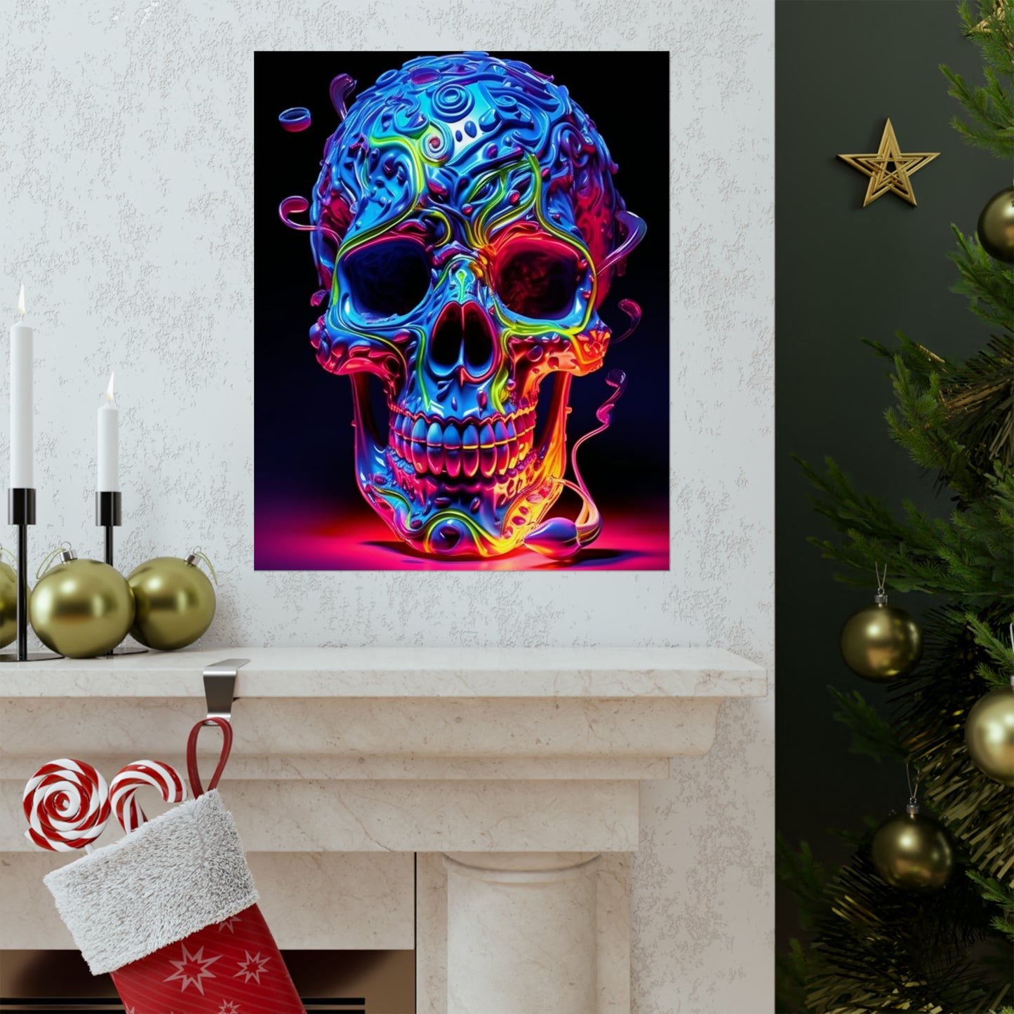 Premium Matte Vertical Posters Macro Skull Color 3