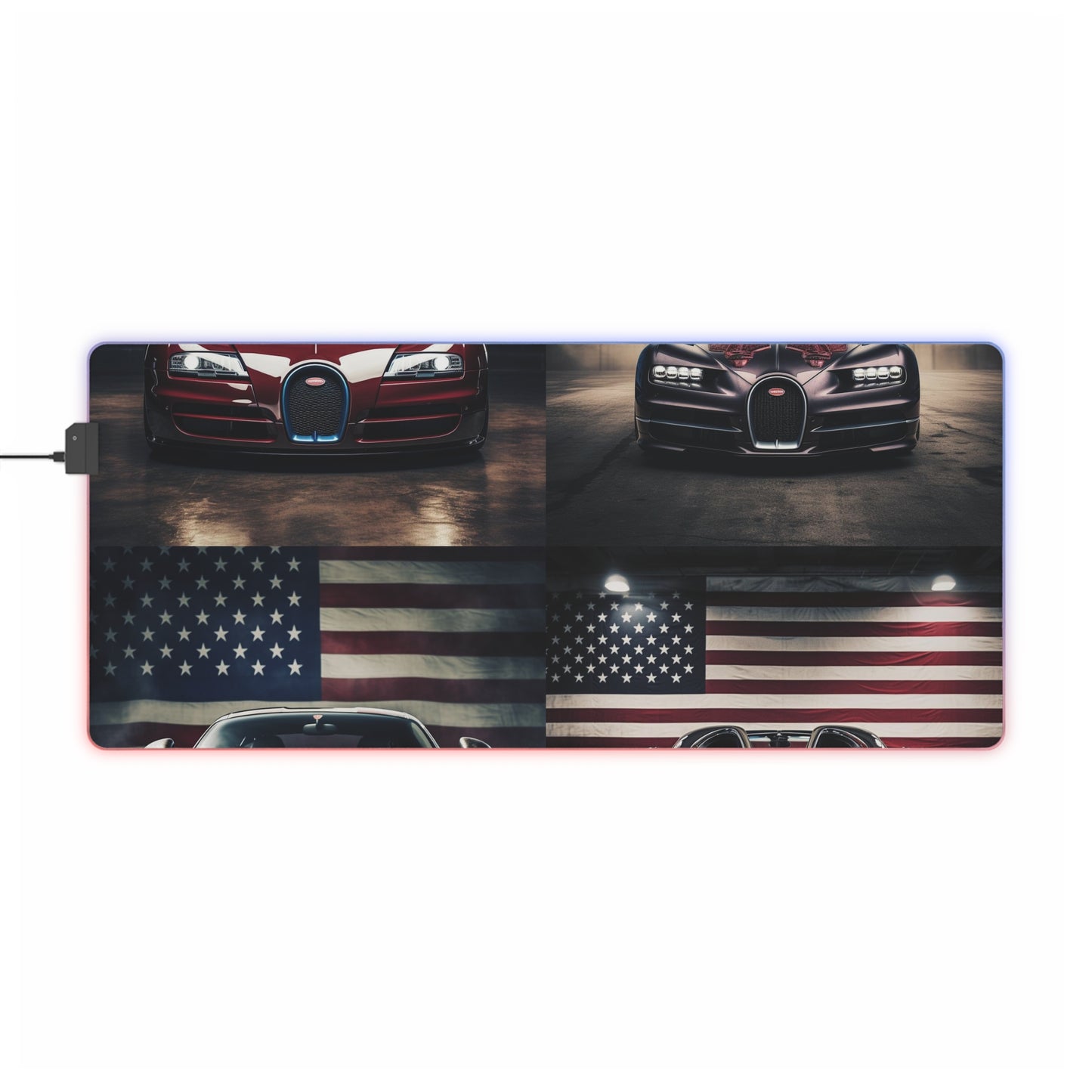 LED Gaming Mouse Pad American Flag Background Bugatti 5