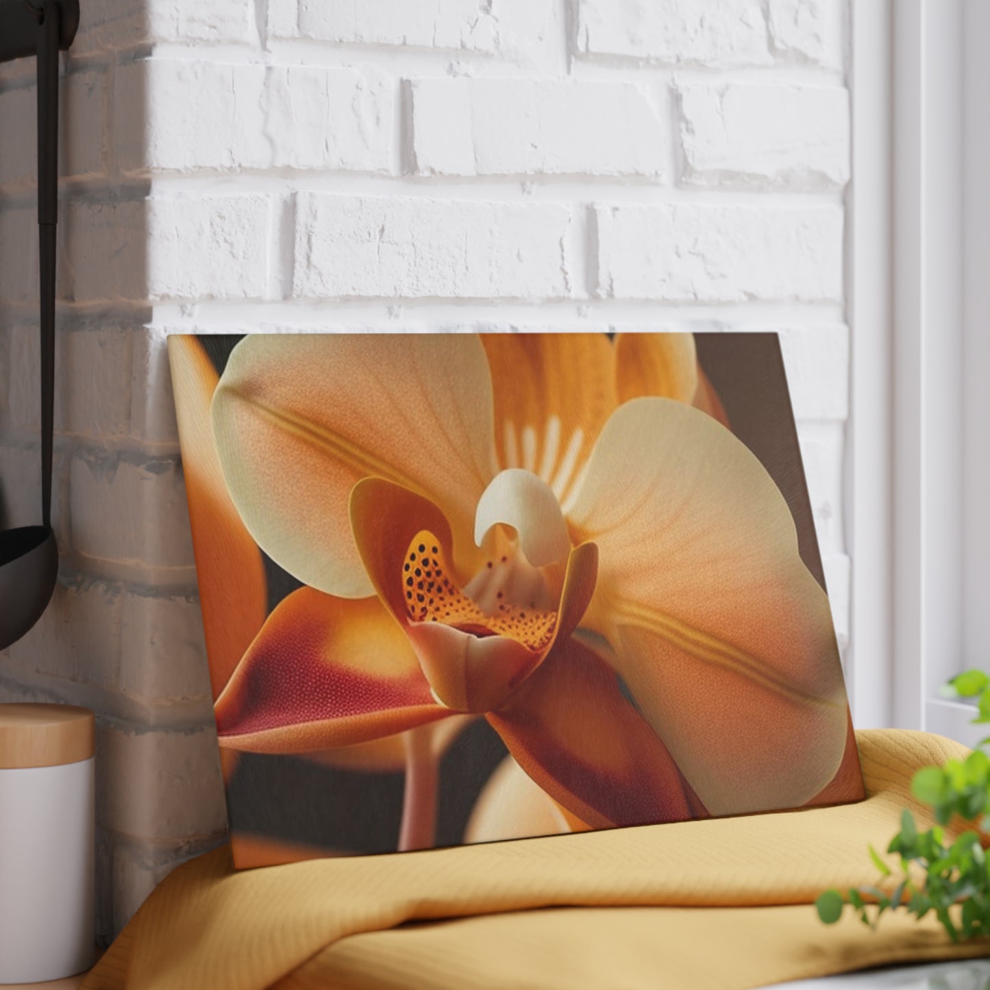 Glass Cutting Board Orange Orchid 3