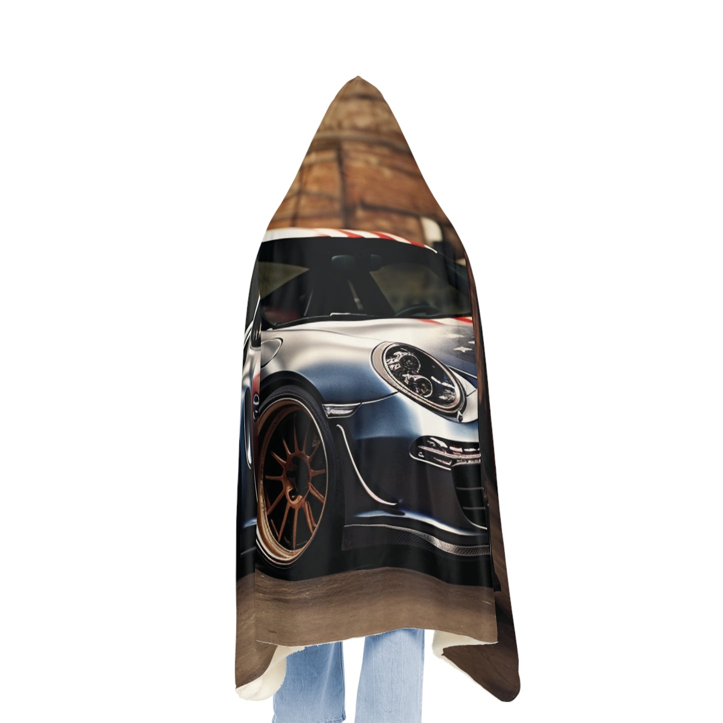 Snuggle Hooded Blanket American Flag Porsche 1