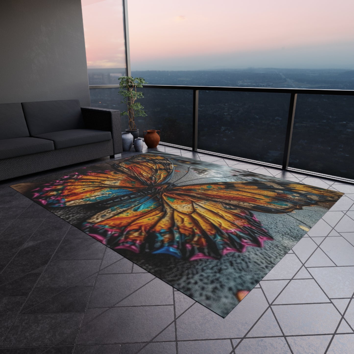 Outdoor Rug  Liquid Street Butterfly 1