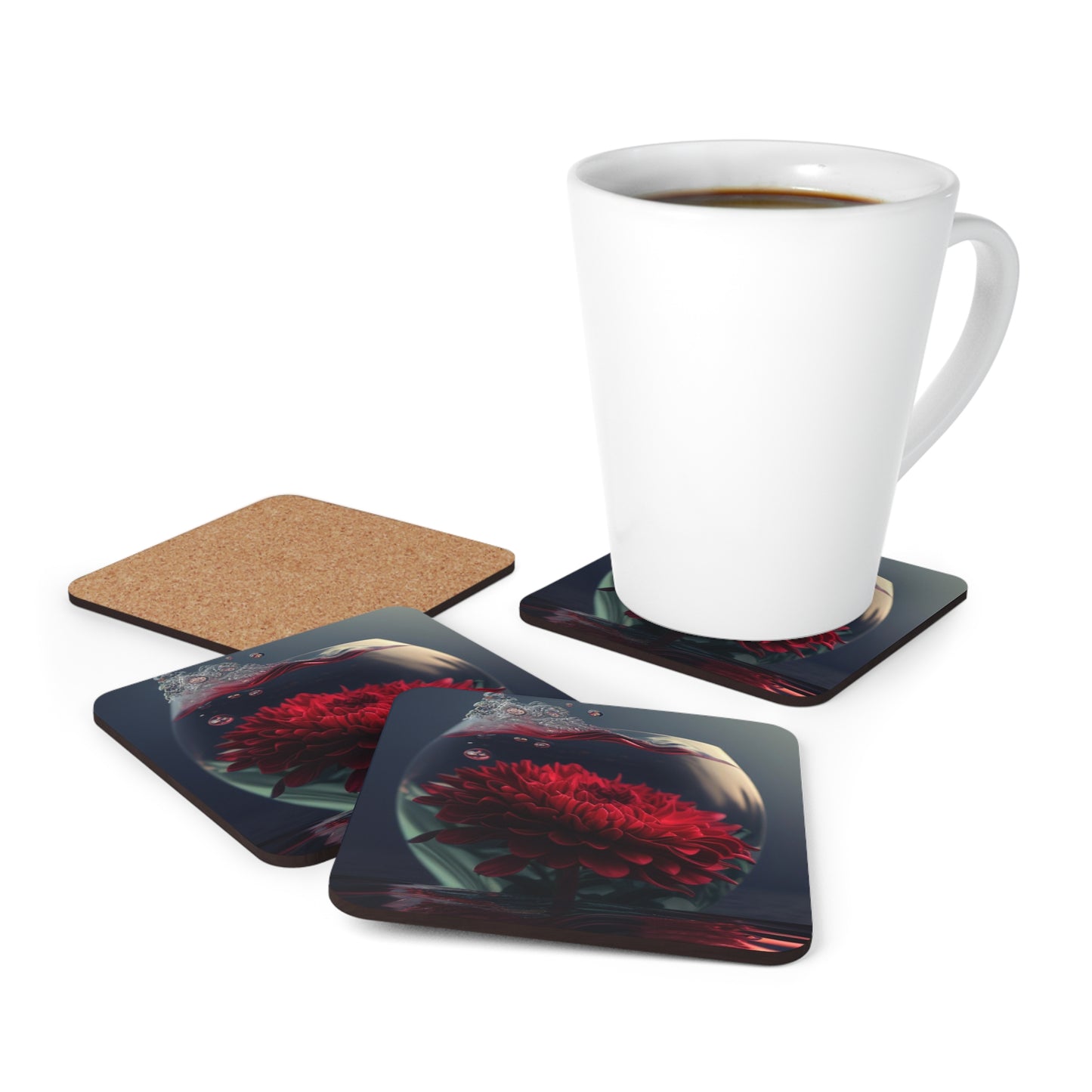 Corkwood Coaster Set Chrysanthemum 1