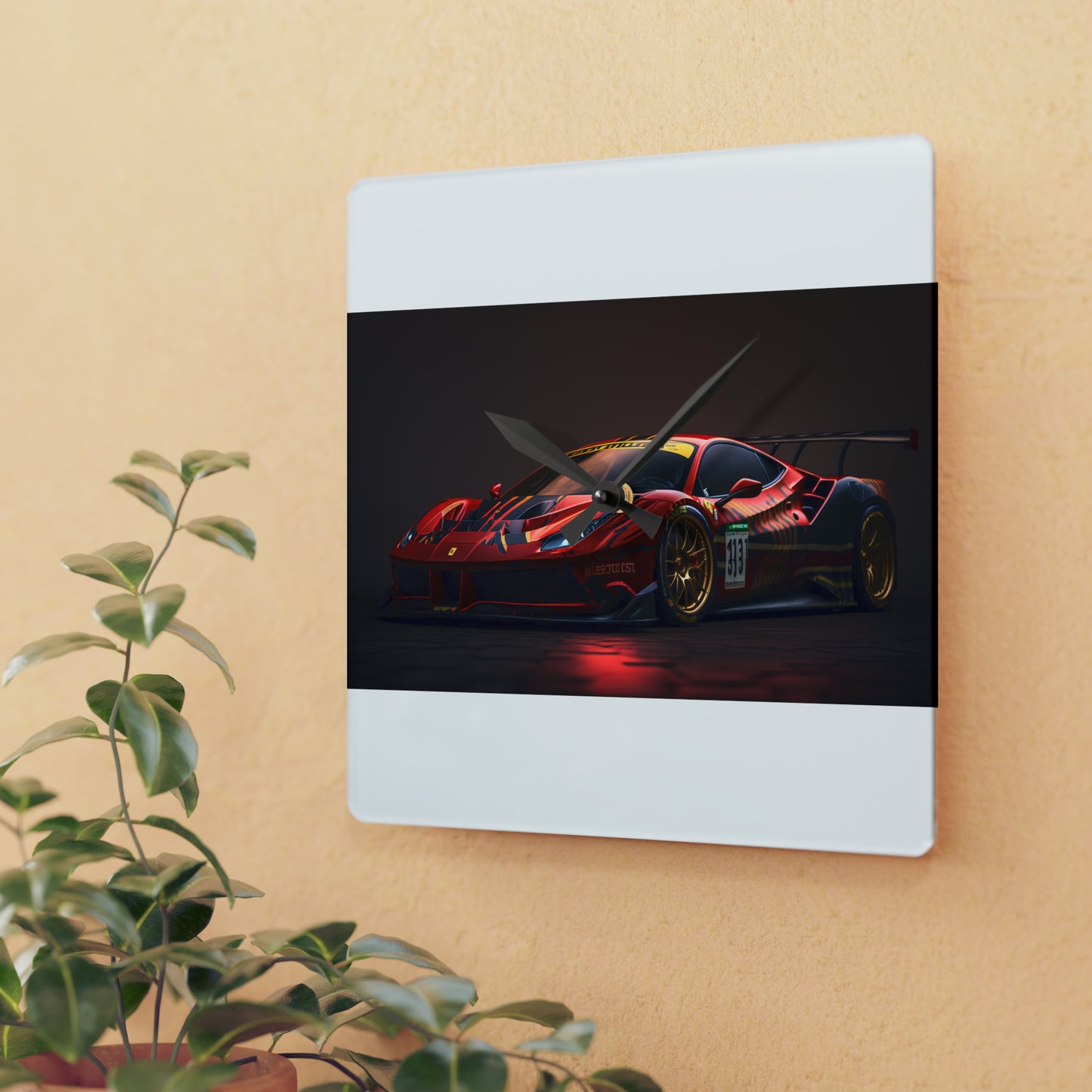 Acrylic Wall Clock Ferrari Red 1