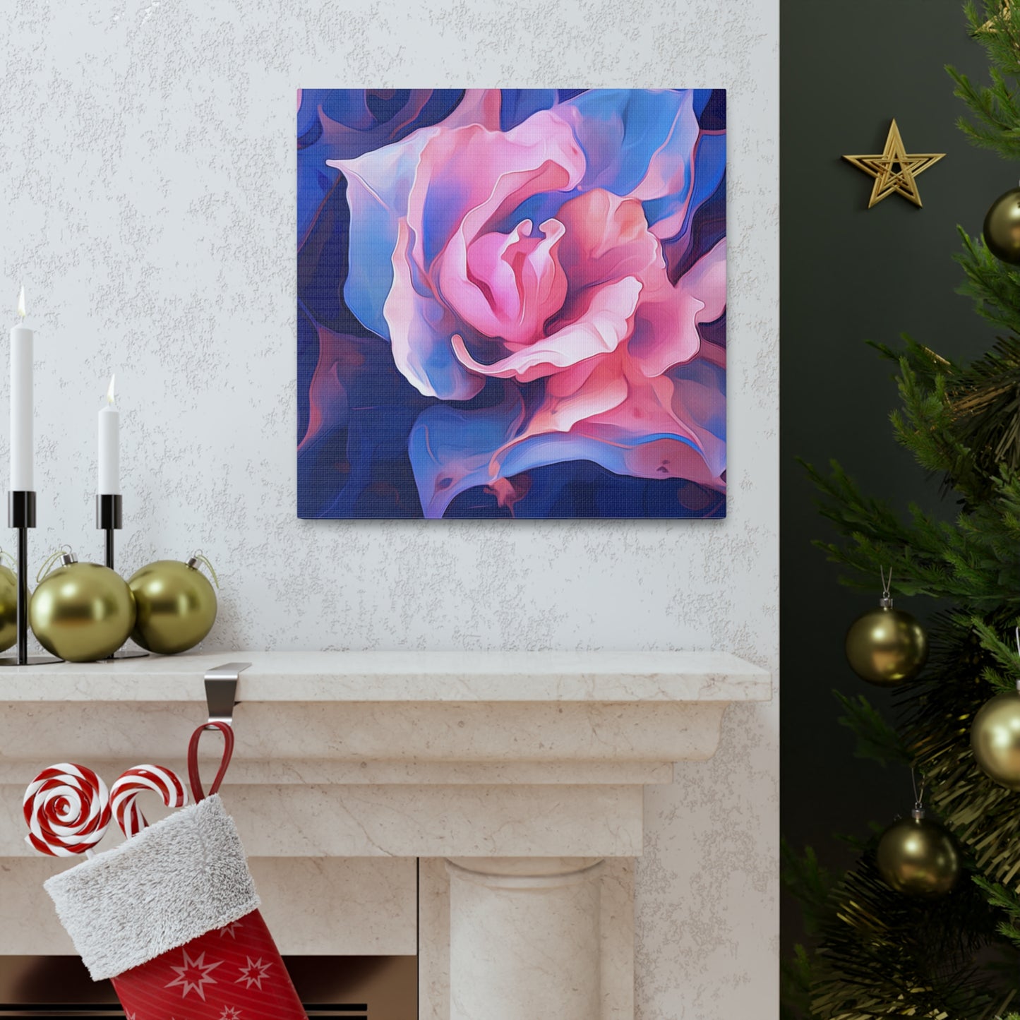 Canvas Gallery Wraps Pink & Blue Tulip Rose 1