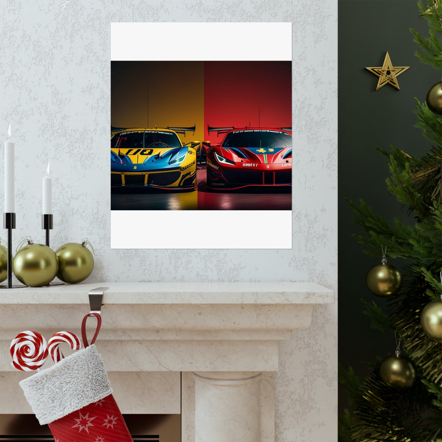 Premium Matte Vertical Posters Ferrari Red Blue 3