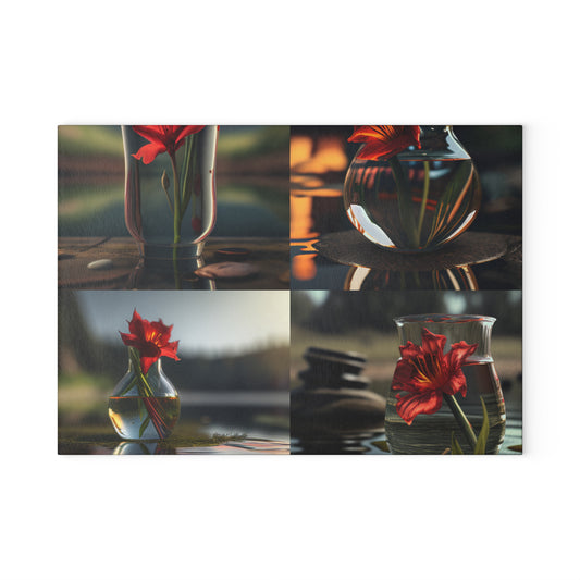 Glass Cutting Board Red Lily in a Glass vase 5