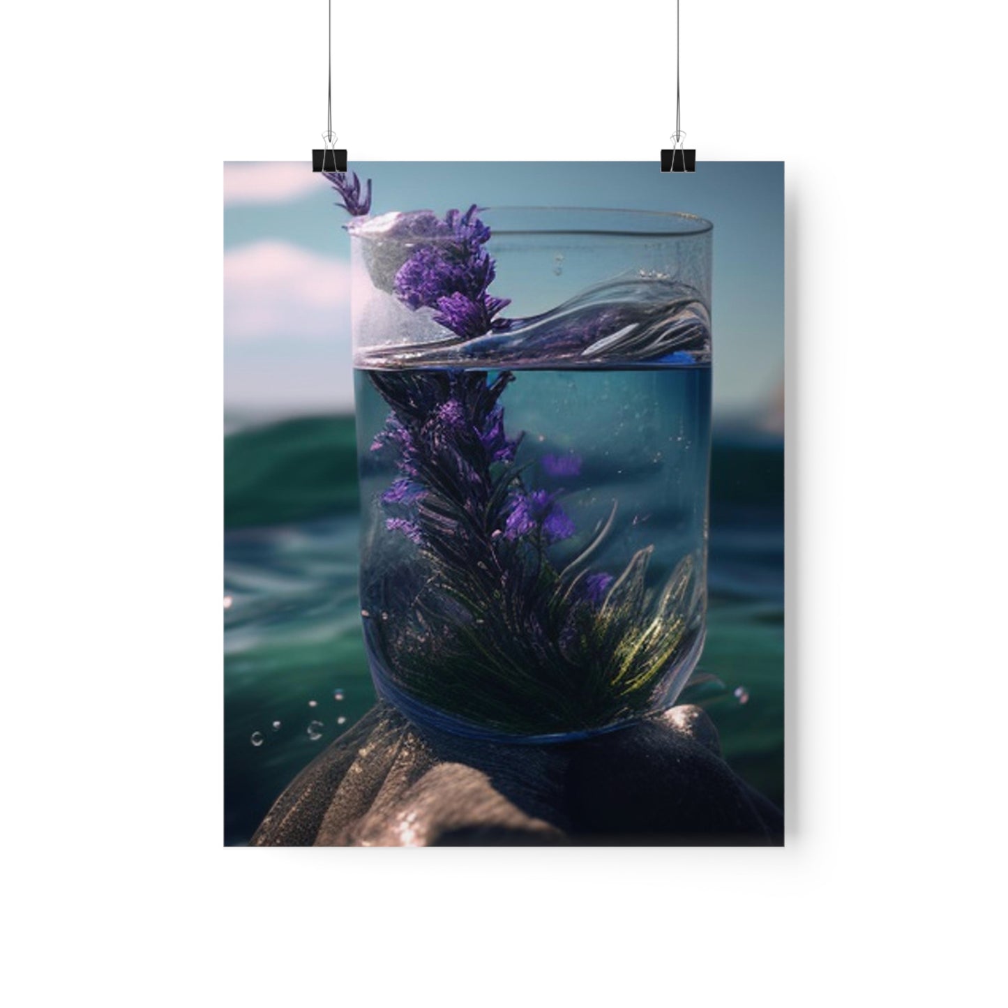 Premium Matte Vertical Posters Lavender in a vase 2