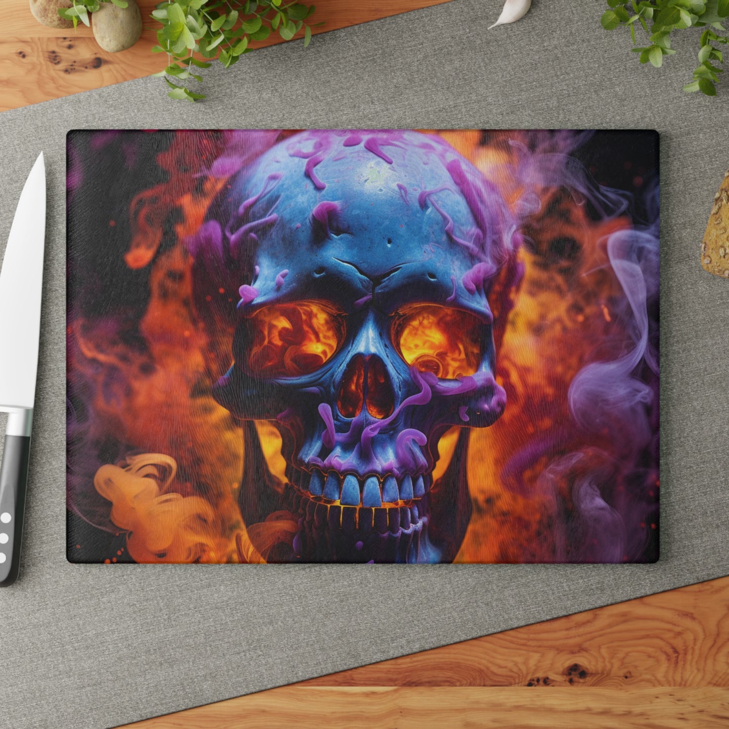 Glass Cutting Board Macro Skull 3