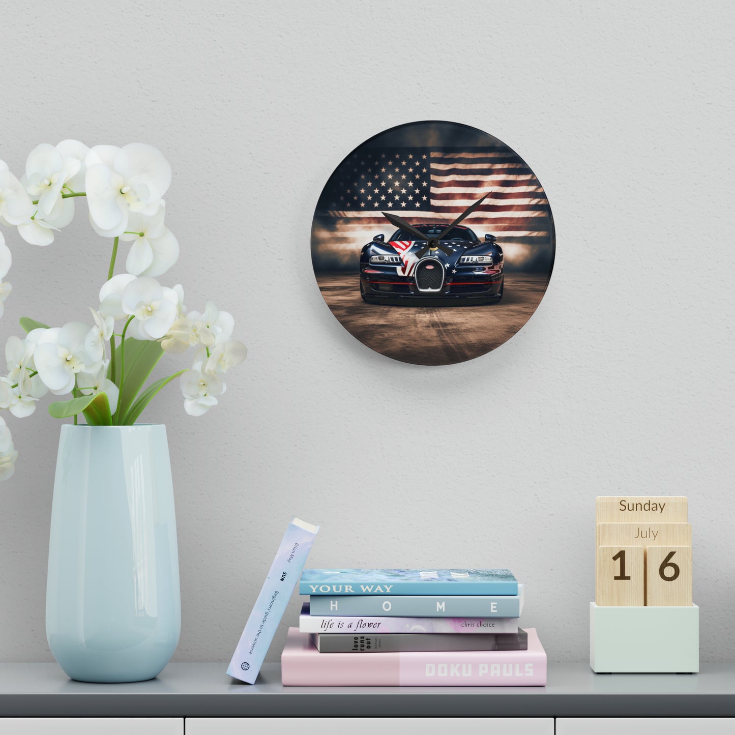 Acrylic Wall Clock Bugatti American Flag 2