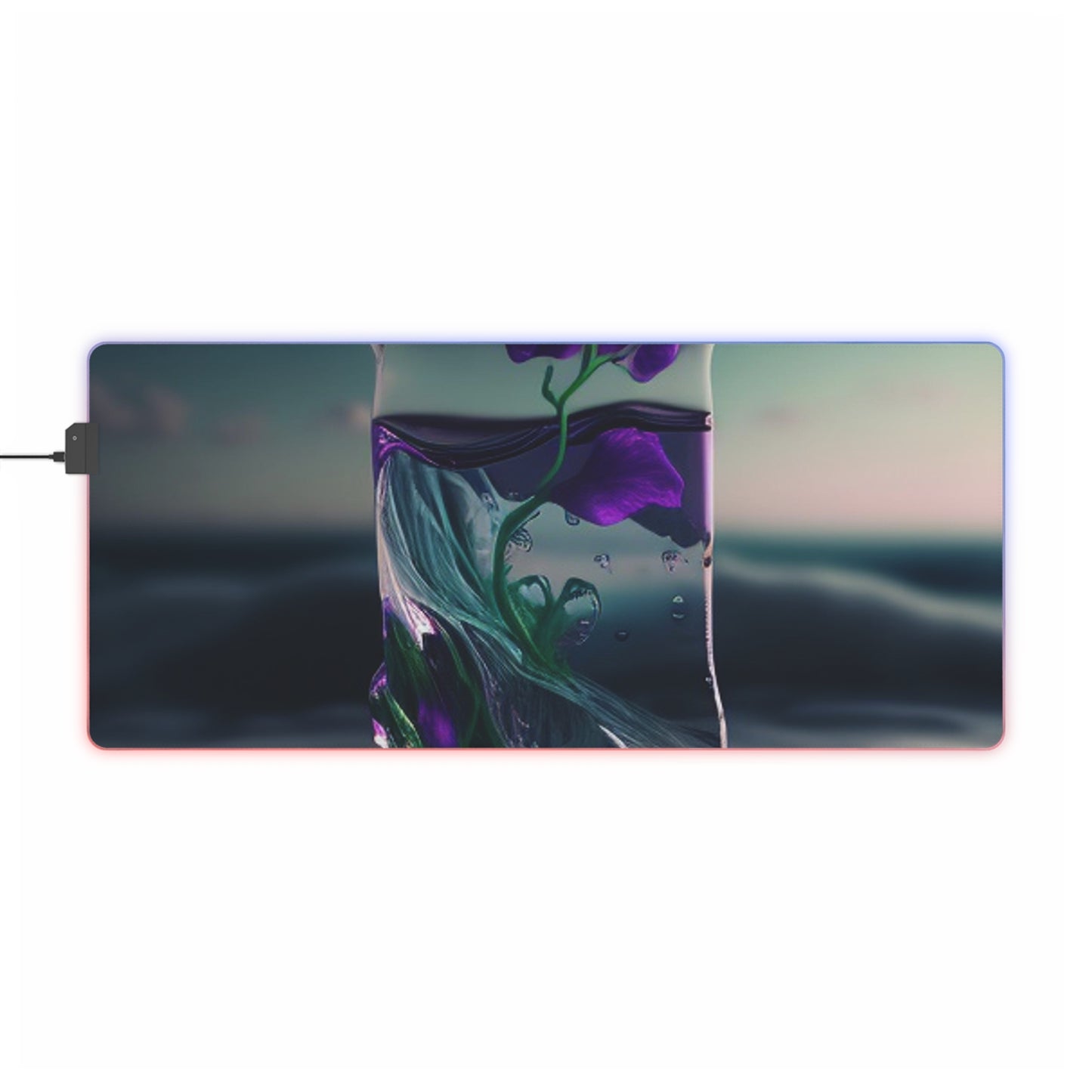 LED Gaming Mouse Pad Purple Sweet pea in a vase 3