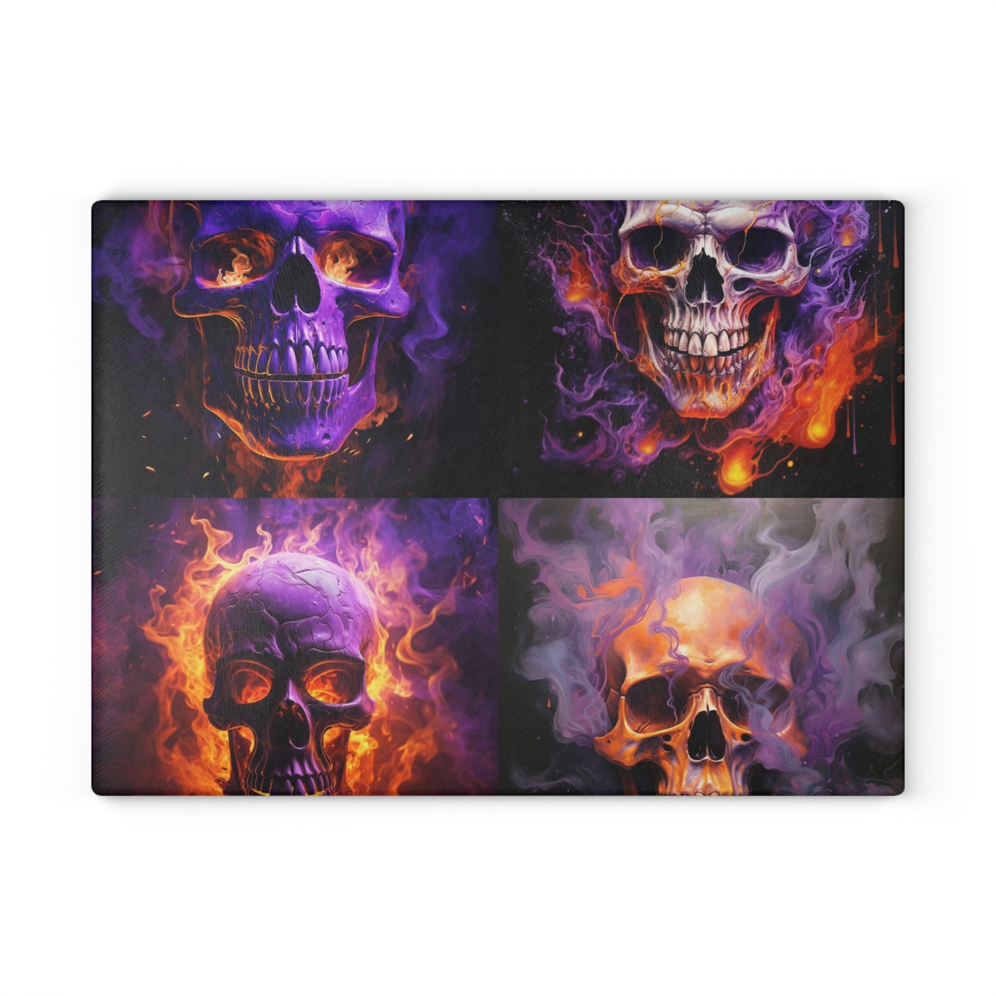 Glass Cutting Board Skull Flames 5