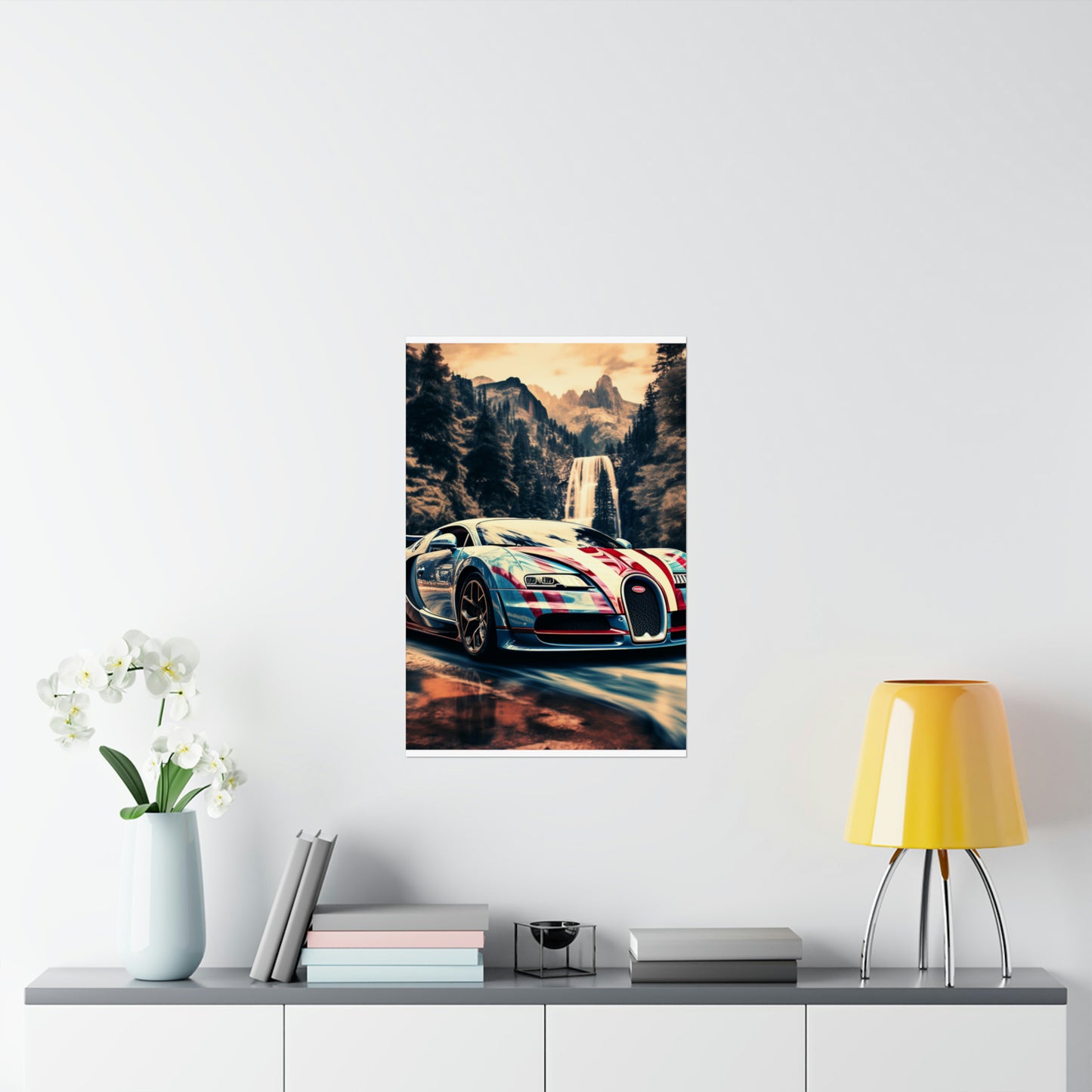 Premium Matte Vertical Posters Bugatti Waterfall 1