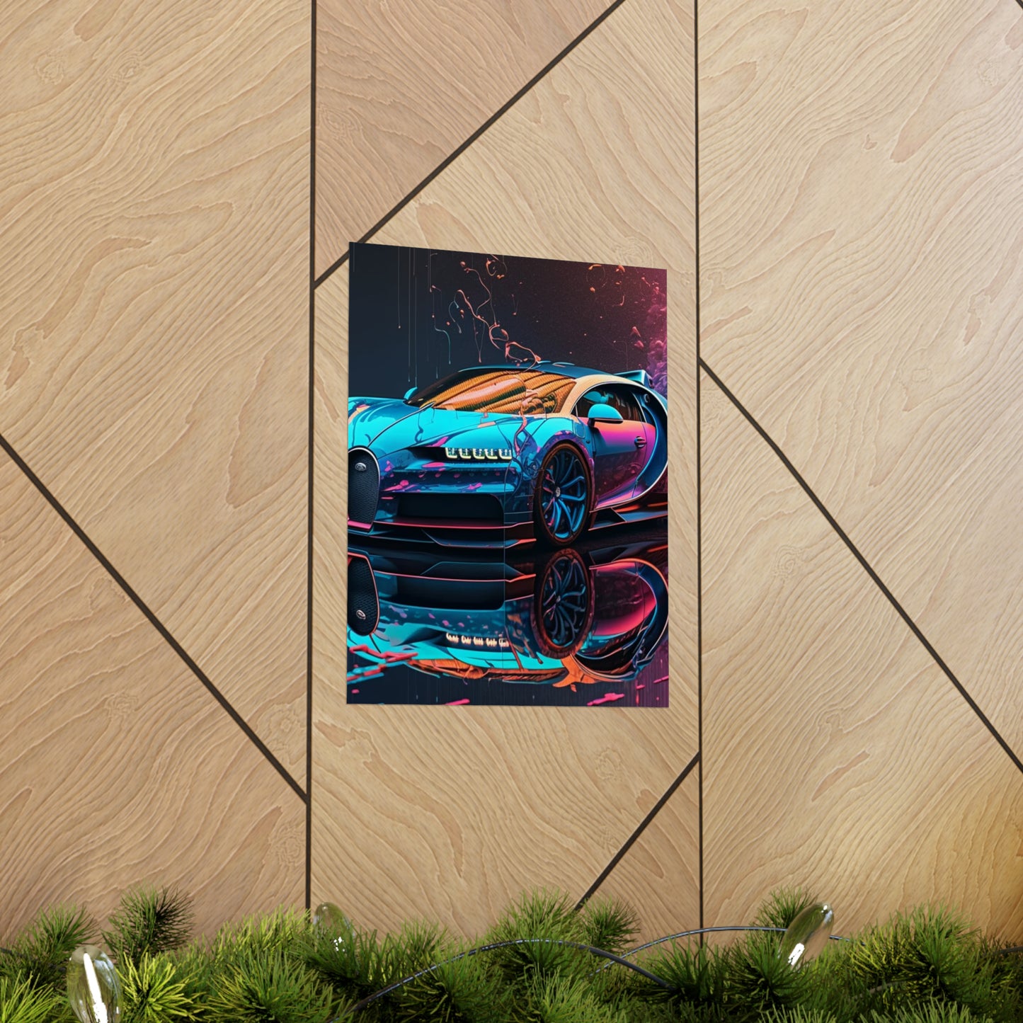 Premium Matte Vertical Posters Bugatti Neon Chiron 4